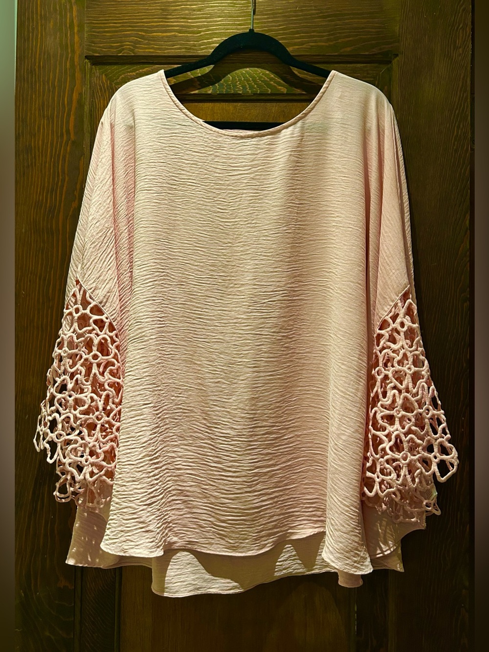 Women's Poncho Style Crochet-Sleeve Blouse - Nina Leonard